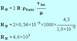 nombre de REYNOLDS pour l'eau : 4,6 E3