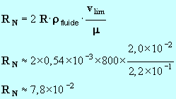 nombre de REYNOLDS pour l'huile : 7,8 E-2