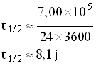t 1/2 = 8,1 j