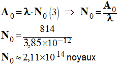 N0 = 2,11 E14 noyaux