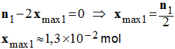 x max1 = 1,3 E-2 mol