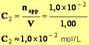 C2 = 1,0 E-2 mol / L