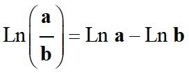 Ln (a / b) = Ln a - Ln b