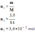 n1 = 3,6 E-2 mol