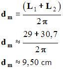 dm = 9,50 cm