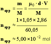 napp = 5,00 E-2 mol