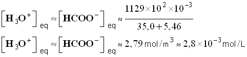 C (H3O+)eq = 2,8 E-3 mol / L