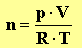 n = P V / R T