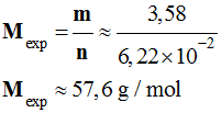 Mexp = 57,6 g / mol