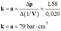 k = a = 79 bar.cm3