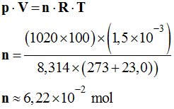 n = 6,22 E-2 mol