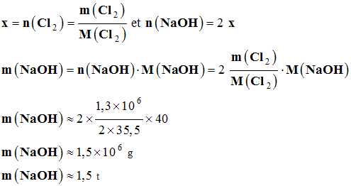 m (NaOH) = 1,5 t