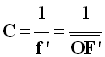 C = 1 / f' = 1 / OF'