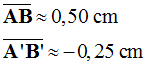 AB = 0,50 cm et A'B' = -0,25 cm