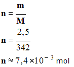 n = 7,4 E-3 mol