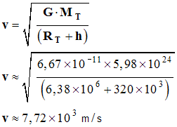 v = 7,2 E3 m / s