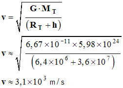 v = 3,1 E3 m / s