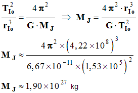 M J = 1,90 E27 kg