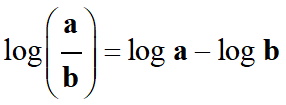 log (a/b) = log a - log b
