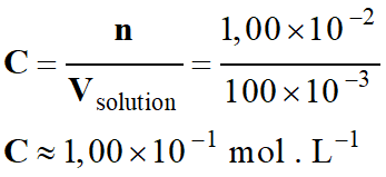 C = 1,00 E-1 mol / L