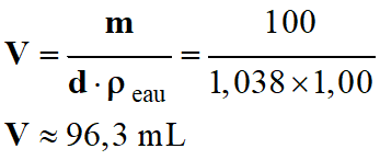 V = 96,3 mL