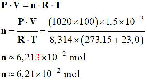 n = 6,21 E-2 mol