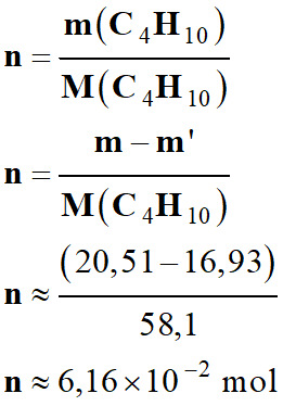 n = 6,12 E-2 mol