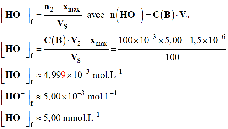 C (HO-)f = 5,00 mmol / L