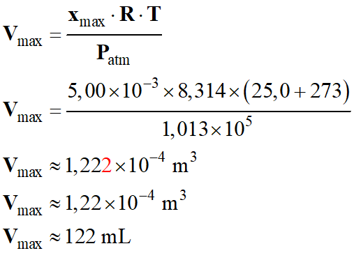 Vmax = 122 mL