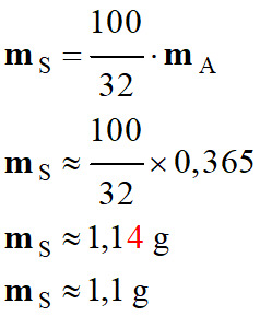 m S = 1,1 g