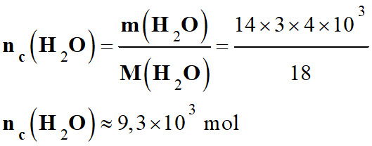 nc (H2O) = 9,3 E3 mol