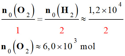 n0 (O2) = 6,0 E3 mol