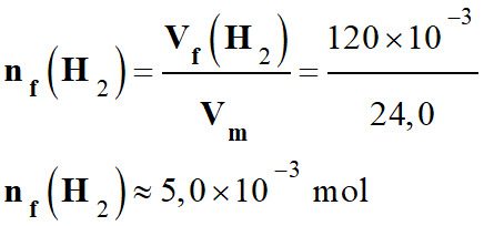 nf (H2) = 5,0 E-3 mol