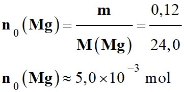 n0 (Mg) = 5,0 E-3 mol