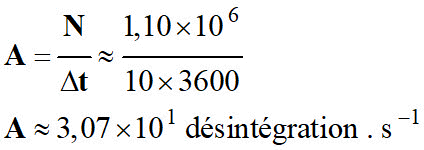 A = 30,7 dsintgration / seconde