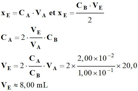 V E = 8,00 mL