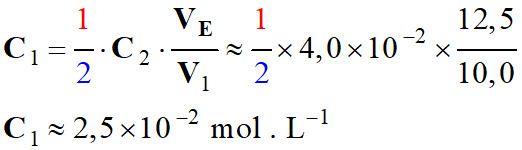 C1 = 2,5 E-2 mol / L