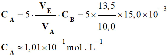 CA = 1,01 E-1 mol / L