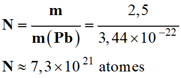 N = 7,3 E21 atomes