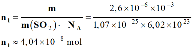 ni = 4,04 E-8 mol