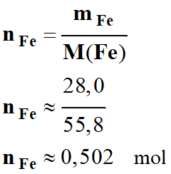 n (Fe) = 0,502 mol