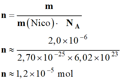 n = 1,2 E-5 mol