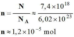 n = 1,2 E-5 mol