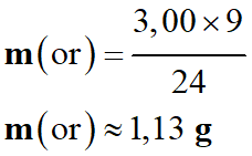 m (or) = 1,13 g