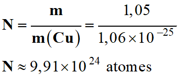 N = 9,91 E24 atomes