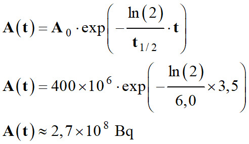 A (t) = 2,7 E8 Bq