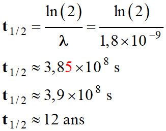 t 1/2 = 12 ans