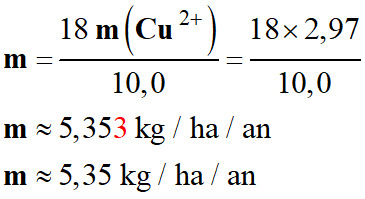 m = 5,35 kg / ha / an