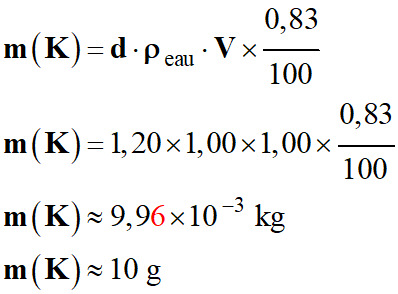 m (K) = 10 g