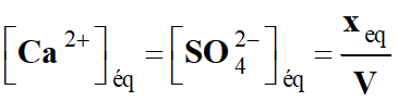 C (Ca2+)eq = C (SO42-) eq